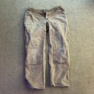 tan carhartt straight leg work pants